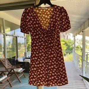 Deep v neck mini dress